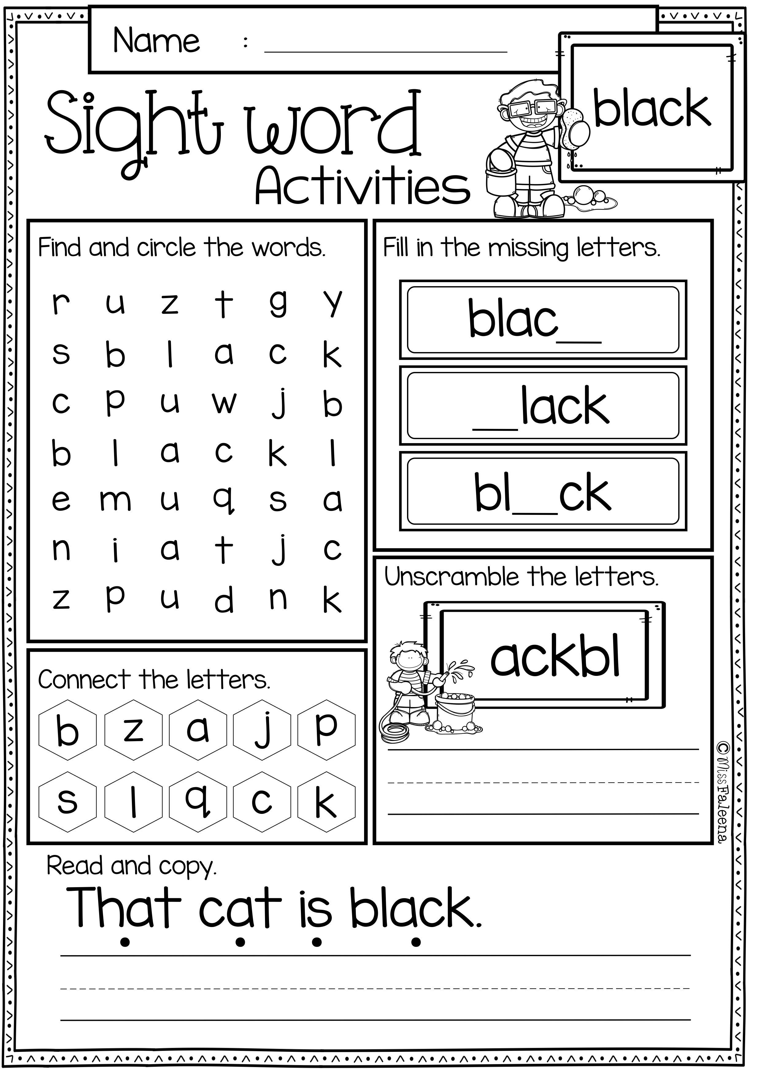 Free Editable Sight Word Worksheets For Kindergarten