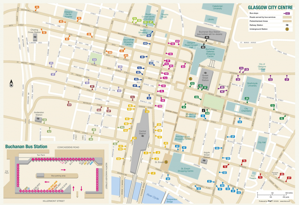 Glasgow City Center Map inside Glasgow City Map Printable