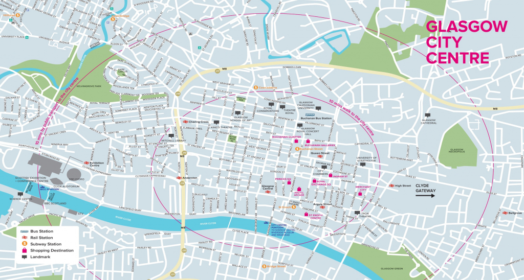 Glasgow Tourist Map for Glasgow City Map Printable