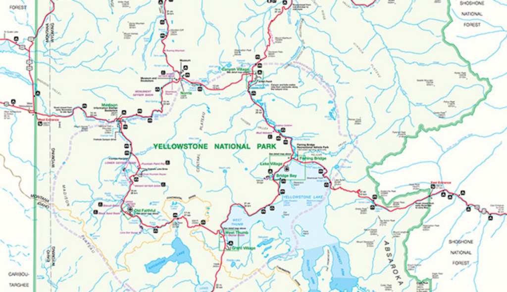 Printable Detailed Map Of Yellowstone National Park