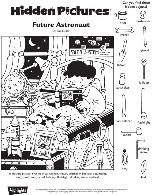 Future Astronaut Hidden Pictures Puzzle Hidden Picture Puzzles ...