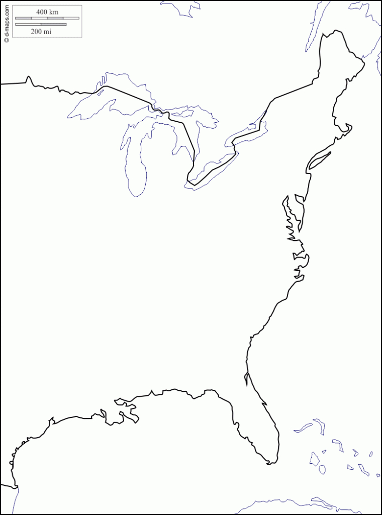 Printable Blank Map East Coast