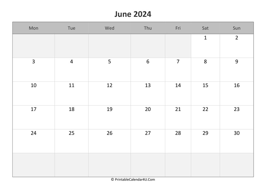 June 2024 Calendar Templates