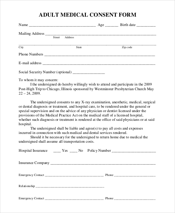 Printable Medical Consent Form Pdf - Printable Consent Form