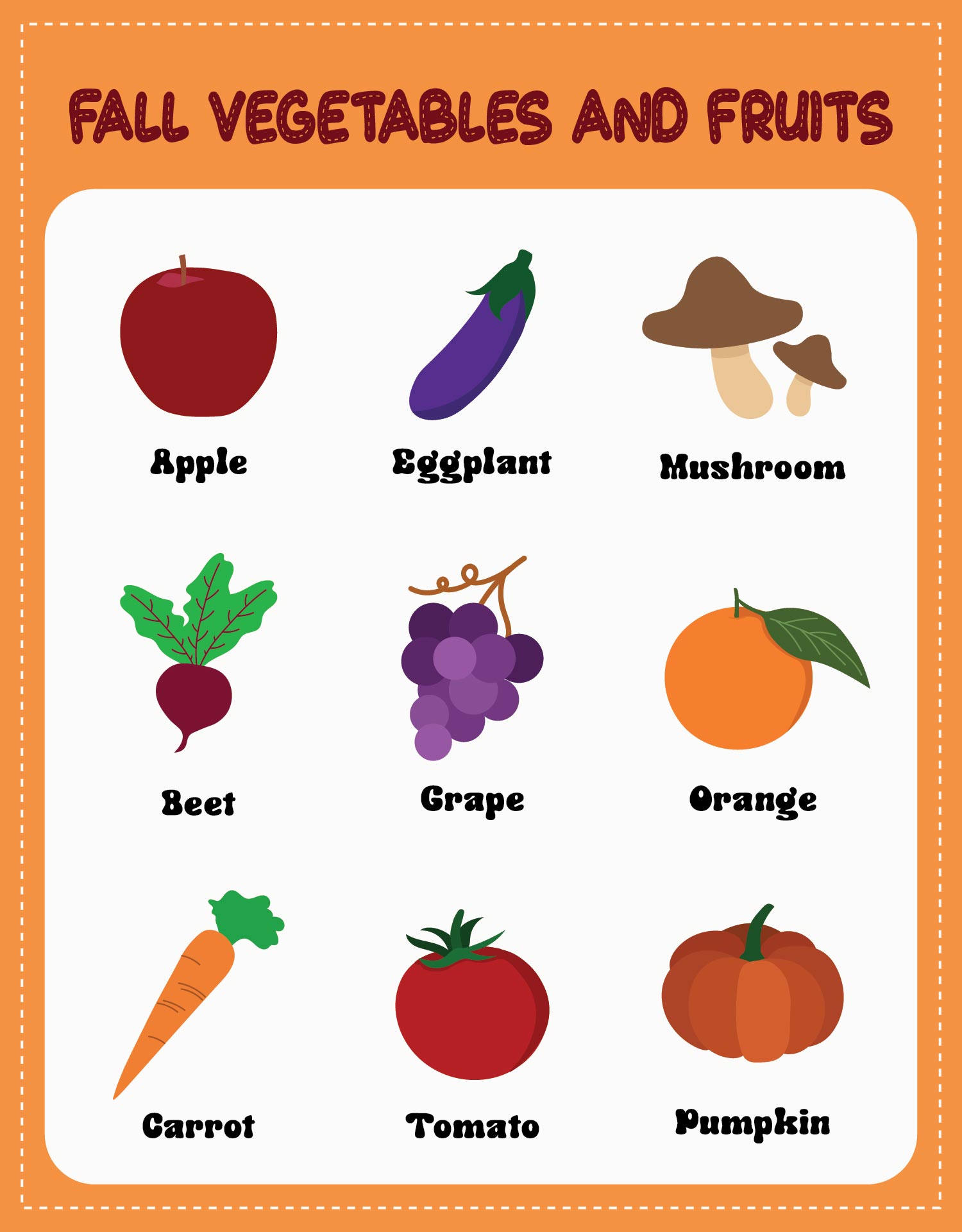 Printable Fruits And Vegetables