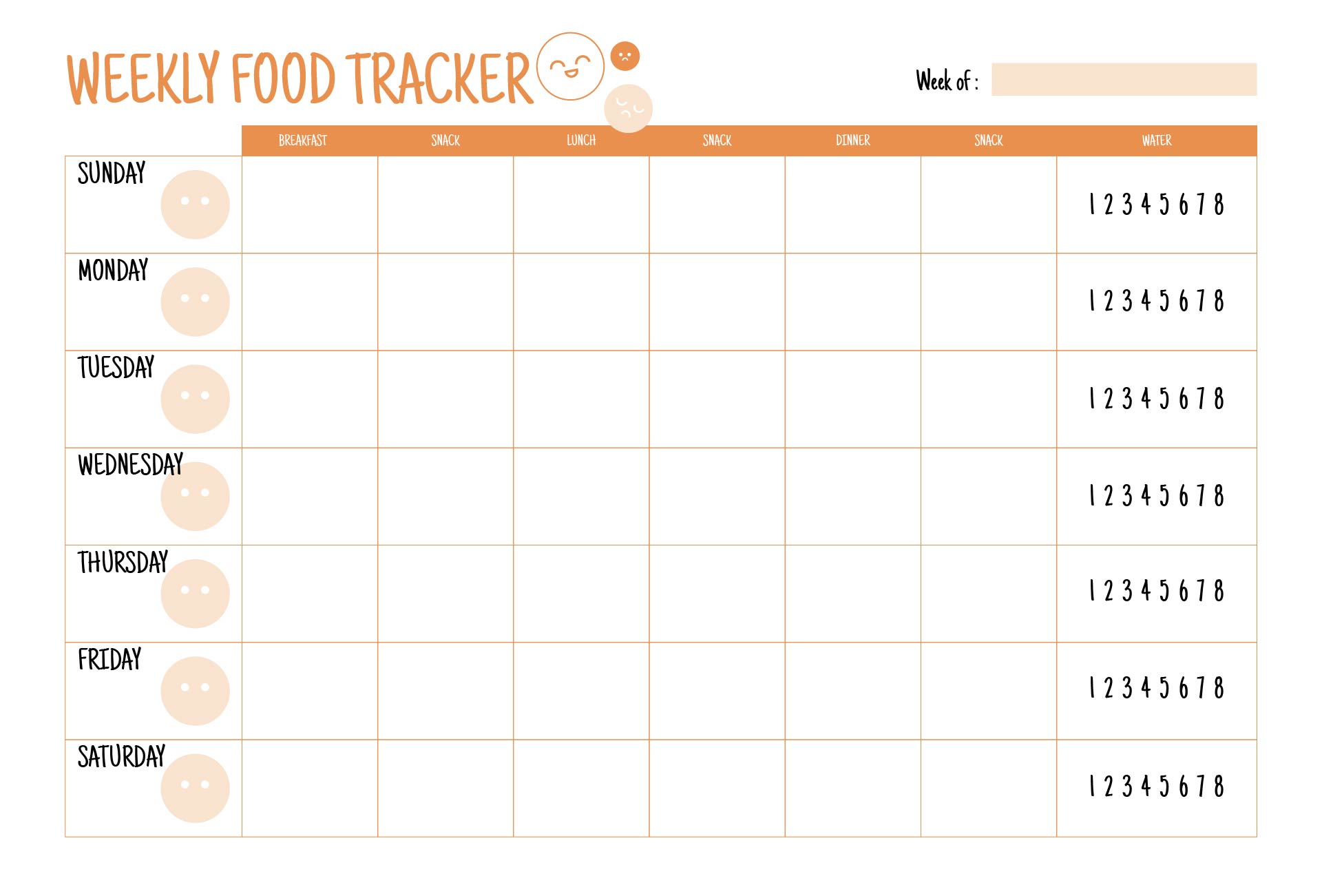 Calorie Counter Sheet To Print