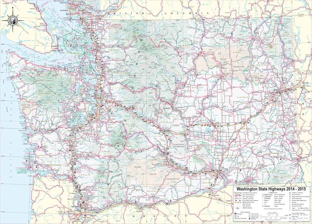 Large Detailed Tourist Map Of Washington With Cities And Towns - Washington State Road Map Printable