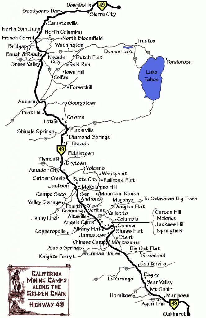 Mining Camp Map Highway 49 | Road Trip Highway 49 In 2019 | Gold - California Gold Prospecting Map