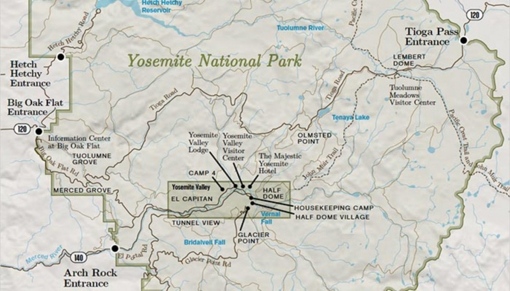 Map Yosemite National Park Area - London Top Attractions Map