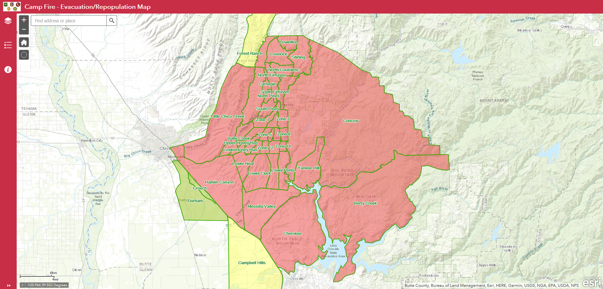 Evacuation/repopulation Map Released For Camp Fire | Ksby - Interactive Map Of California Fires