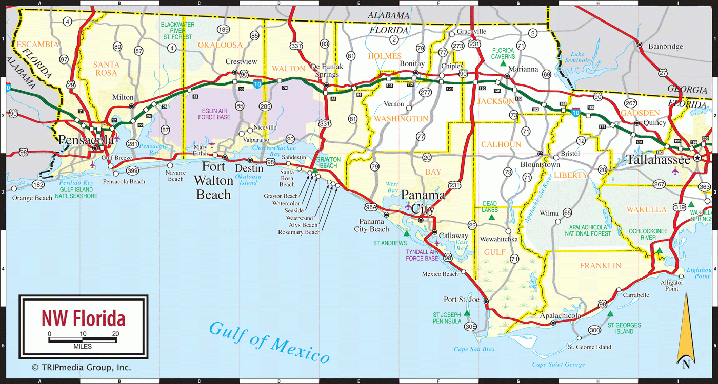 Florida Panhandle Map - Florida Panhandle Map With Cities