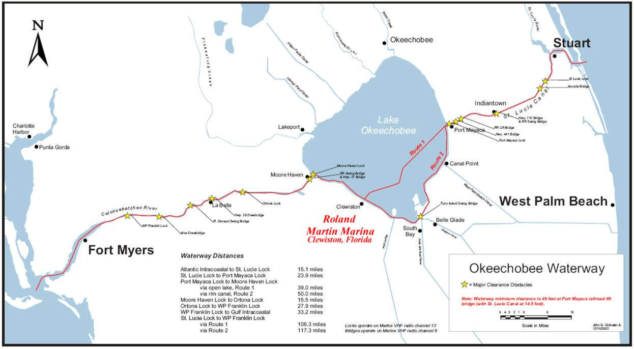 Lake Okeechobee Waterway Locks | Roland Martin Marina - Fishing Map Of Lake Okeechobee Florida