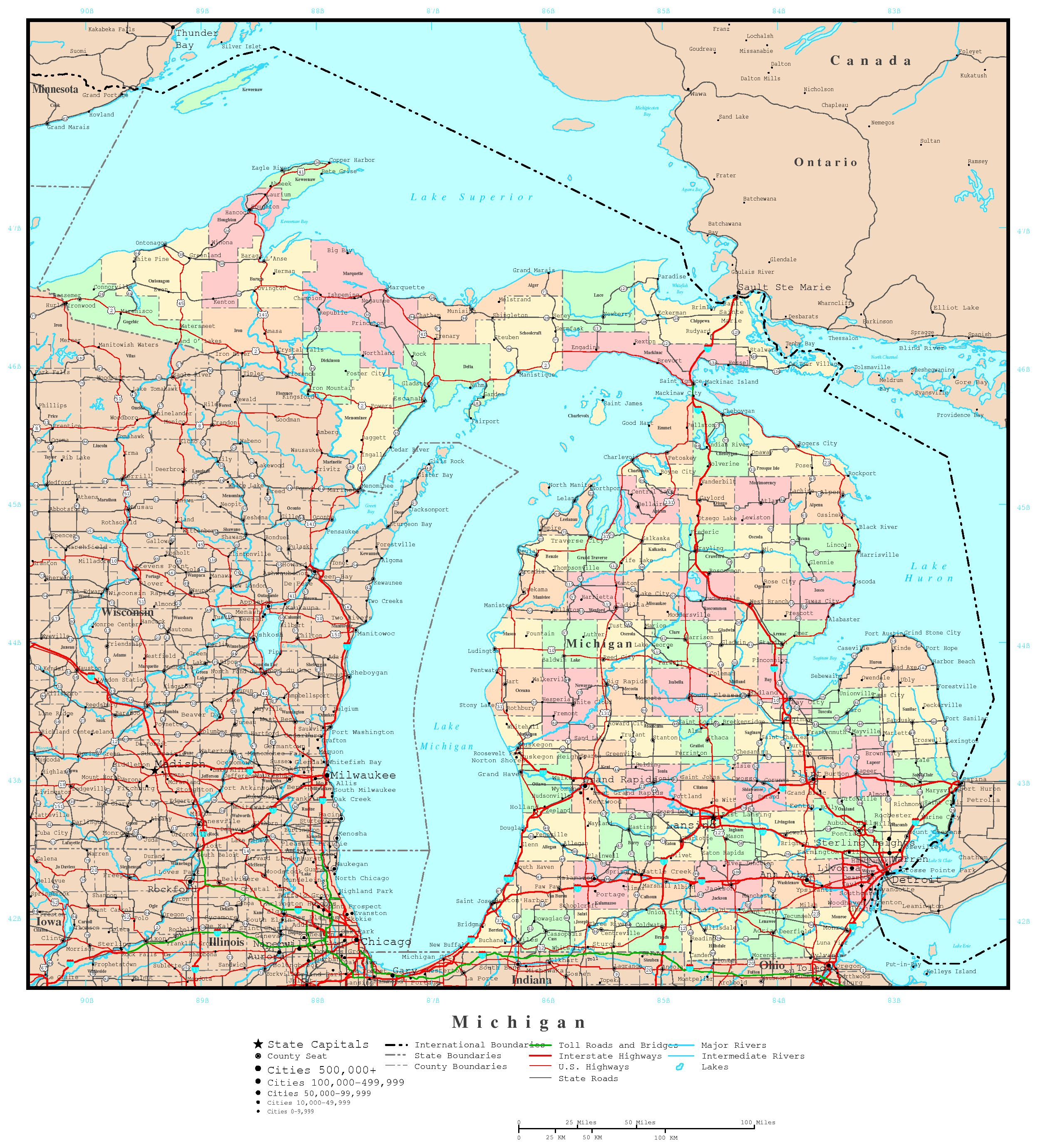 Michigan Printable Map - Printable Upper Peninsula Map