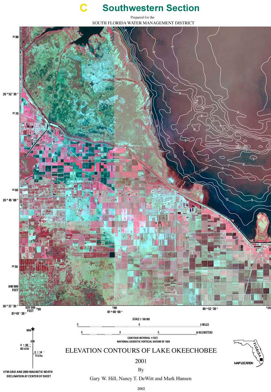 Sofia - Maps - Elevation Contours Of Lake Okeechobee 2001 - Fishing Map Of Lake Okeechobee Florida