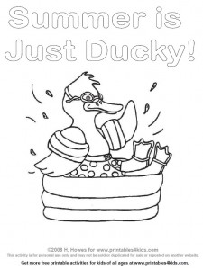 Duck splashing in a swimming pool coloring page