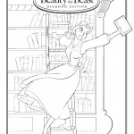 Beauty and the Beast Belle in the Library Coloring Page