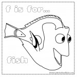 F is for fish coloring page