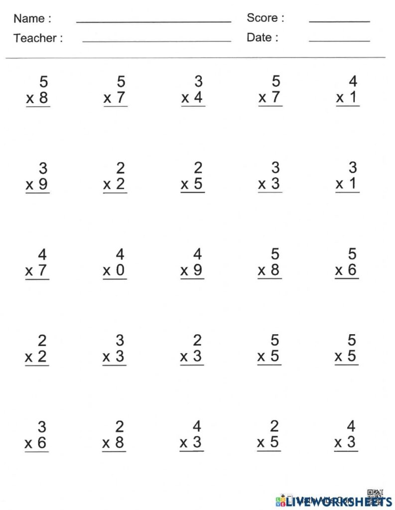 Multiplication Single Digit Worksheets - Printable Worksheets