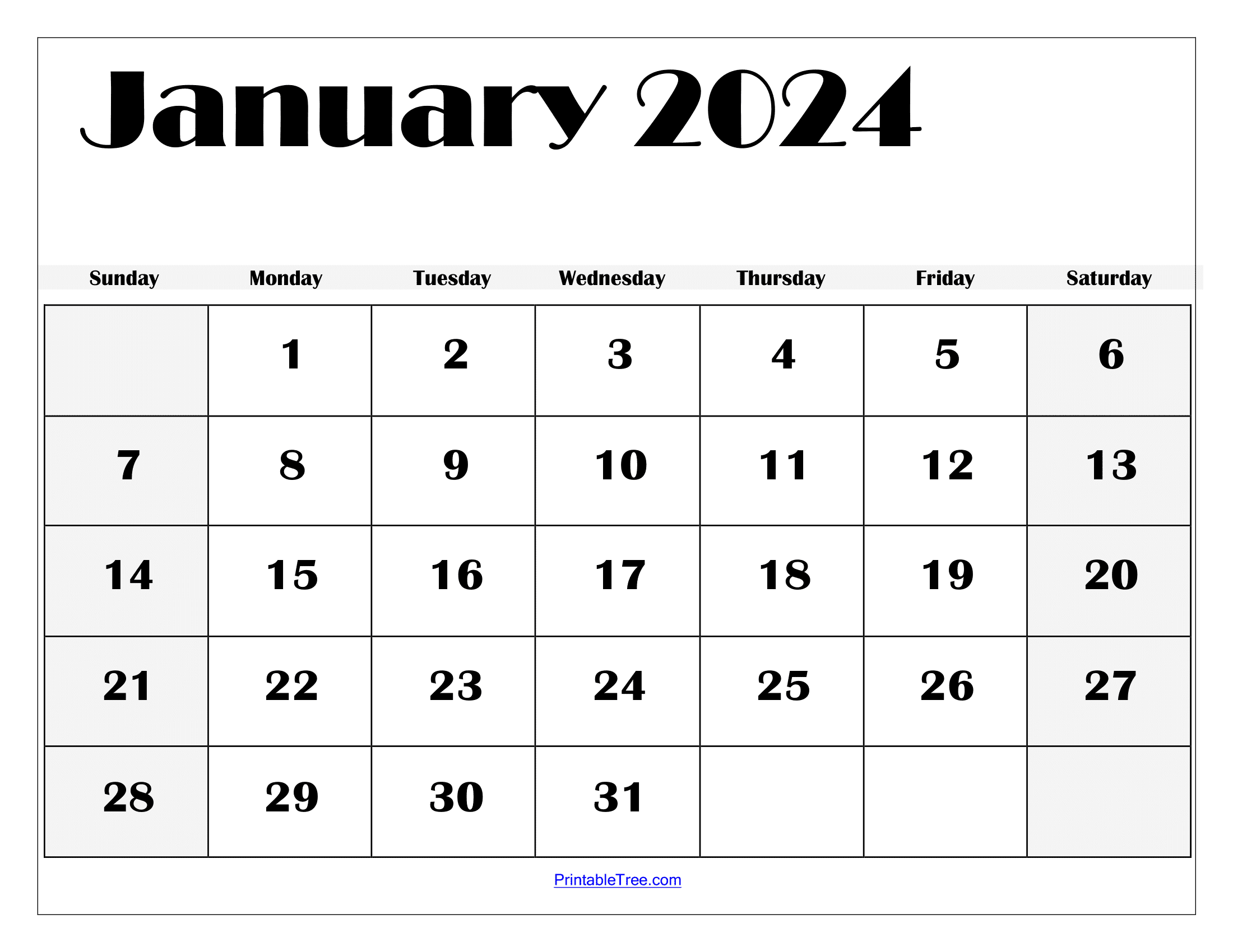 Free 2024 Calendar Printable PDF with Holidays Templates