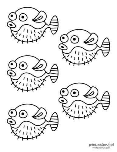 5 fishes free coloring page from PrintColorFun com (1)