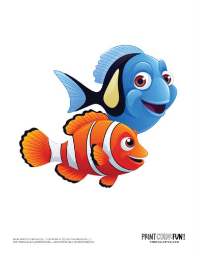 Clownfish and blue tang color clipart from PrintColorFun com (2)