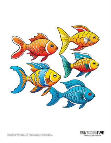 Colorful school of fish clipart from PrintColorFun com (3)