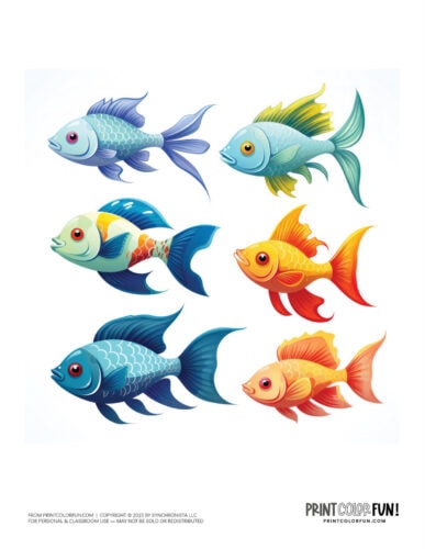 Colorful school of fish clipart from PrintColorFun com (7)