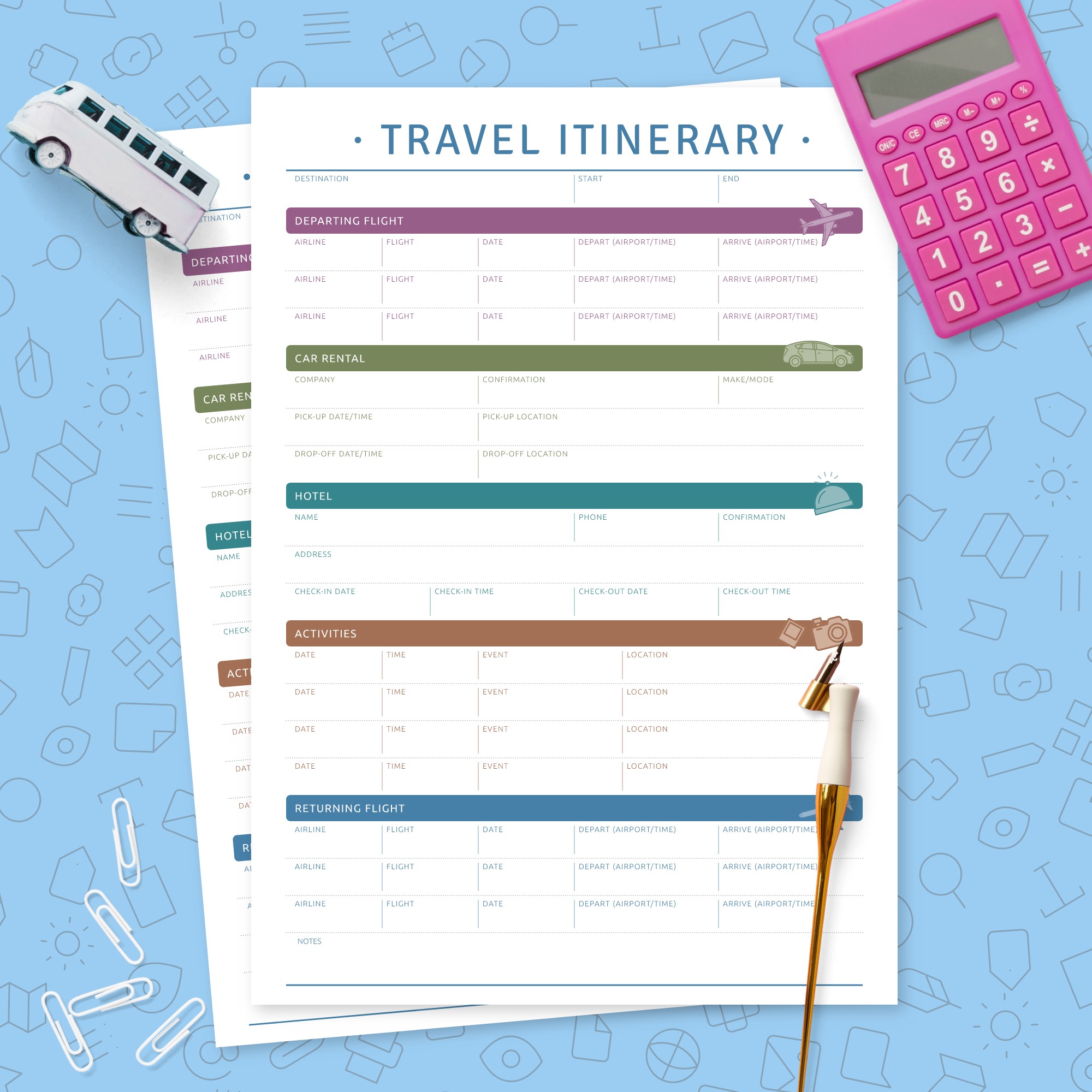 Printable Road Trip Itinerary Template