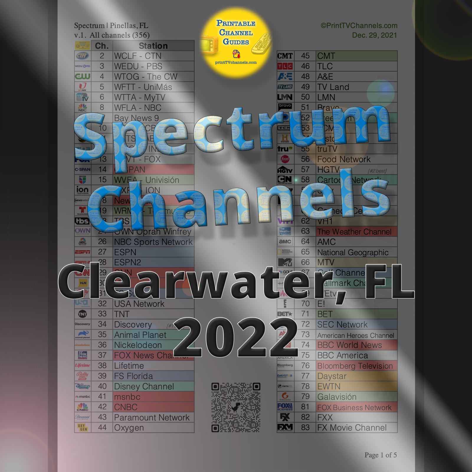 Printable Spectrum Channel Guide