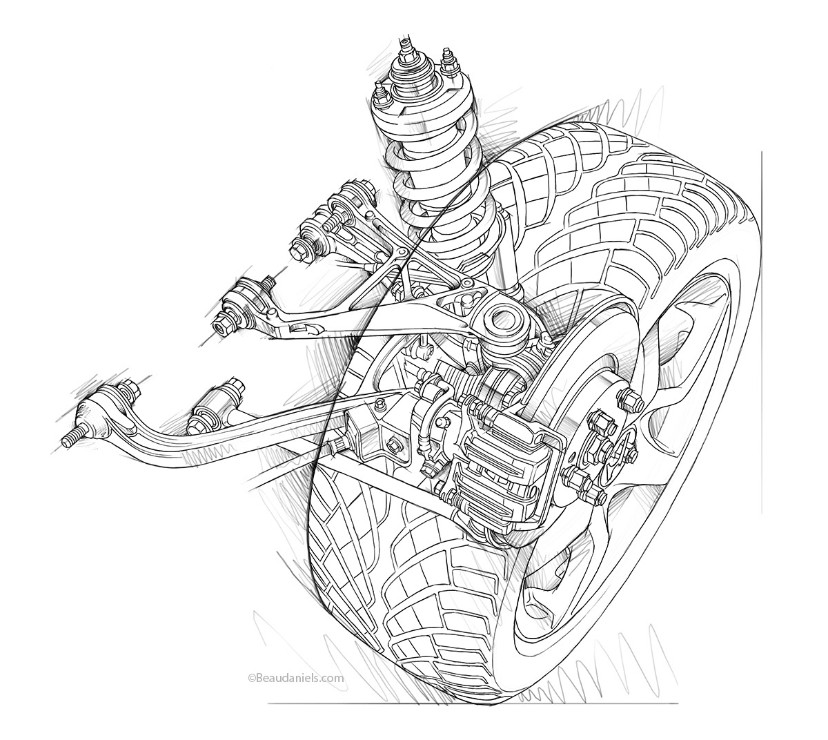 Technical illustration, Beau and Alan Daniels. - Honda S2000 drawings