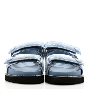 LOUIS VUITTON Monogram Denim Paseo Flat Comfort Sandals 38 Light Blue