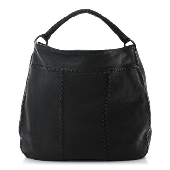 BOTTEGA VENETA Waxed Cervo Deerskin Large Loop Hobo Black