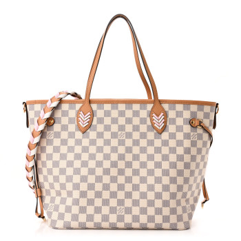 LOUIS VUITTON Damier Azur Braided Neverfull MM Orange