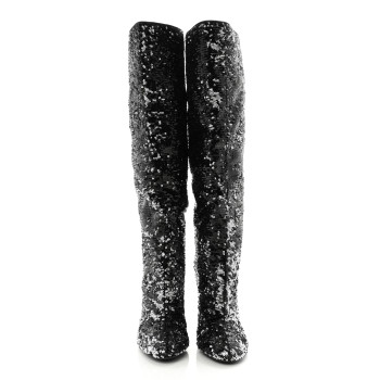 LOUIS VUITTON Sequin Donna High Boots 39 Black