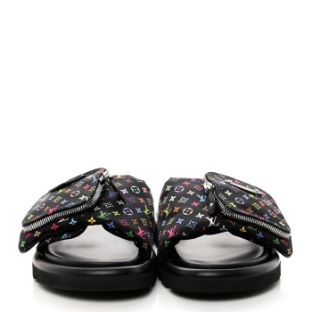 LOUIS VUITTON LV X TM Monogram Multicolor Pool Pillow Flat Comfort Mule 40 Black