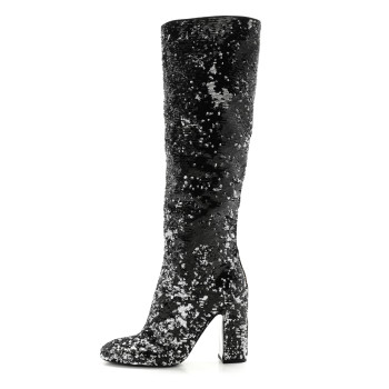 LOUIS VUITTON Sequin Donna High Boots 39 Black