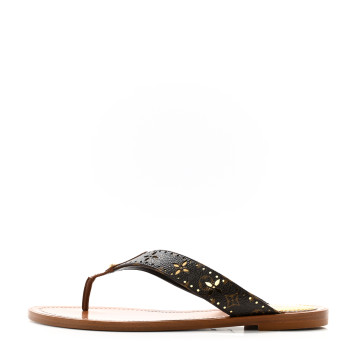 LOUIS VUITTON Monogram Sunny Flat Thong Sandals 38.5 Brown