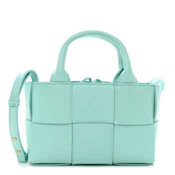 BOTTEGA VENETA Lambskin Maxi Intreccio Candy Arco Tote Celadon