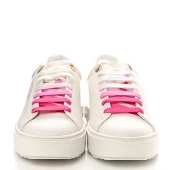 LOUIS VUITTON Monogram Time Out Sneakers 38 White Pink