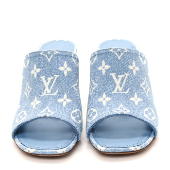 LOUIS VUITTON Denim Monogram Silhouette Mules 37 Blue