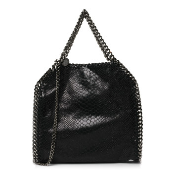 STELLA MCCARTNEY Faux Snakeskin Small Falabella Fold Over Tote Black