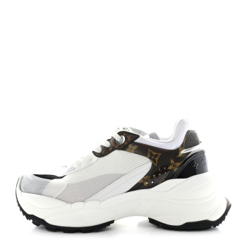 LOUIS VUITTON Monogram Calfskin Run 55 Sneakers 38.5 White