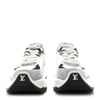 LOUIS VUITTON Monogram Calfskin Run 55 Sneakers 38.5 White