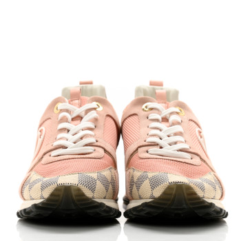 LOUIS VUITTON Suede Damier Azur Run Away Sneakers 39 Pink