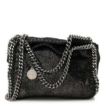 STELLA MCCARTNEY Chamois Shiny Dotted Tiny Falabella Fold Over Tote Ruthenium