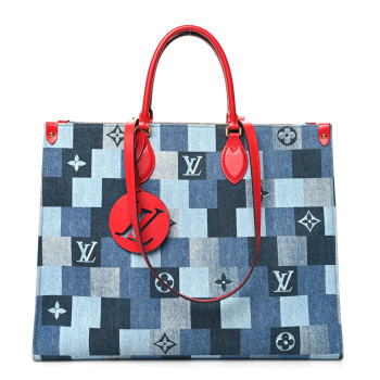 LOUIS VUITTON Denim Damier Monogram Onthego Blue Rouge