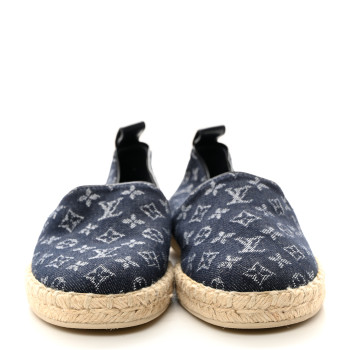 LOUIS VUITTON Monogram Denim Starboard Espadrille Flats 36.5 Dark Blue