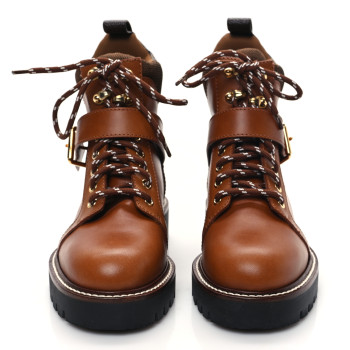 LOUIS VUITTON Calfskin Territory Ranger Combat Boots 36.5 Cognac