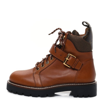 LOUIS VUITTON Calfskin Territory Ranger Combat Boots 36.5 Cognac