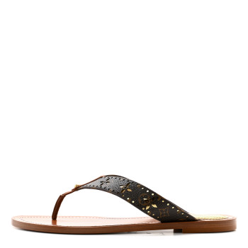 LOUIS VUITTON Monogram Sunny Flat Thong Sandals 38 Brown